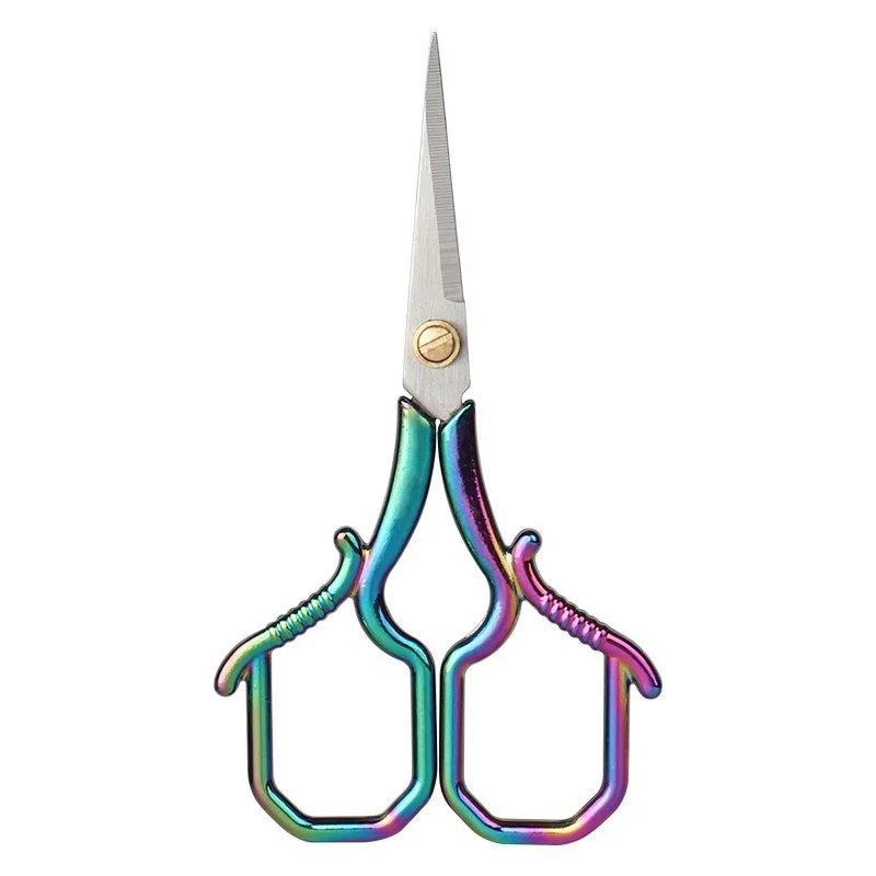 Retro Craft Scissors Stainless Steel Square Handle Household DIY Embroidery Thread Scissors For Sewing Cutting Cloth 6
