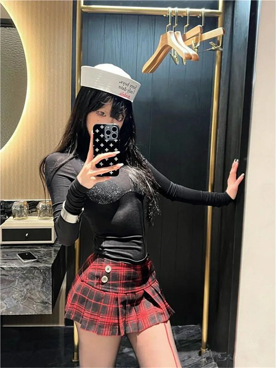 Summer Mini skirts for woman vintage korean fashion plaid skirts for women y2k skirts pleated red plaid skirts preppy style - Image 6