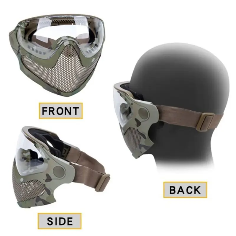 Casco táctico Airsoft PJ y máscara de pistola de aire de protección  completa, con gafas antivaho desmontables para pistola de aire paintball CS  Game