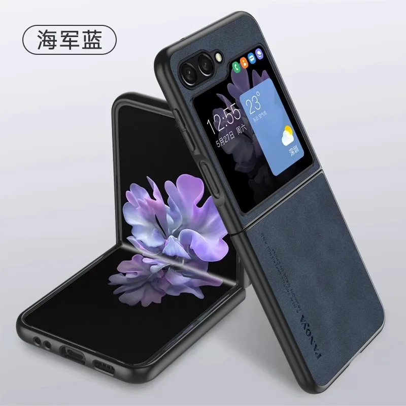 

For Samsung Galaxy Z Flip 5 light luxury sheepskin foldable leather phone case， Galaxy Z Flip 4 3 2 phone protective case