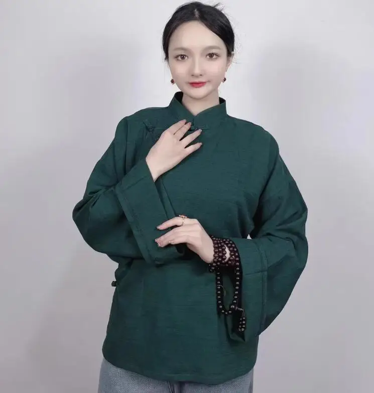 

Женский Тибетский халат с обычной рубашкой, под воротник-стойка, тибетское платье в комплекте с рубашкой для повседневного использования