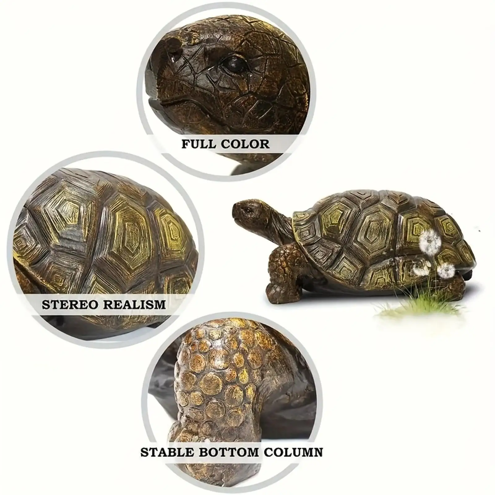 Resin Turtle Statue Large Outdoor Garden Sculpture Realistic Shell Ornament Decorative Figure for Garden Landscaping