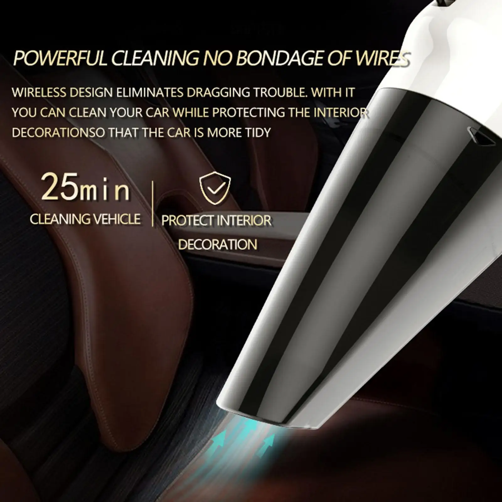 Car Vacuum Cleaner with 4 Attachments Key Operate Hand Held Vacuum for Home