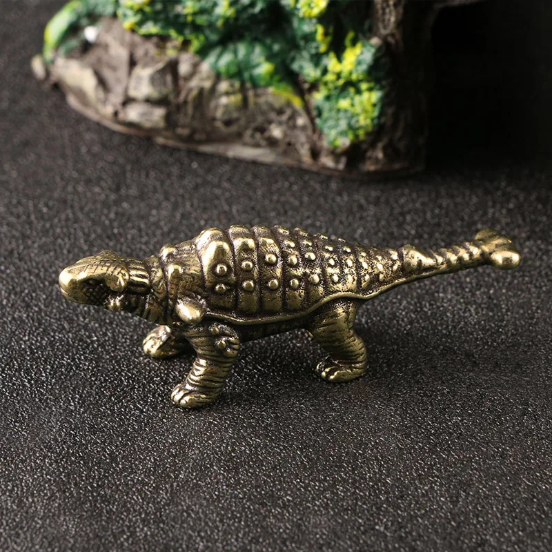 Retro Ottone Jurassic Dinosaur Muslimt Small Statue Office Desktop Ornaments Tea Pets Artigianato Figurine Di Animali Miniature Toy