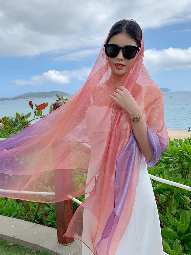 Luxury Women Chiffon Print Scarf Summer Sun Protection Shawls And