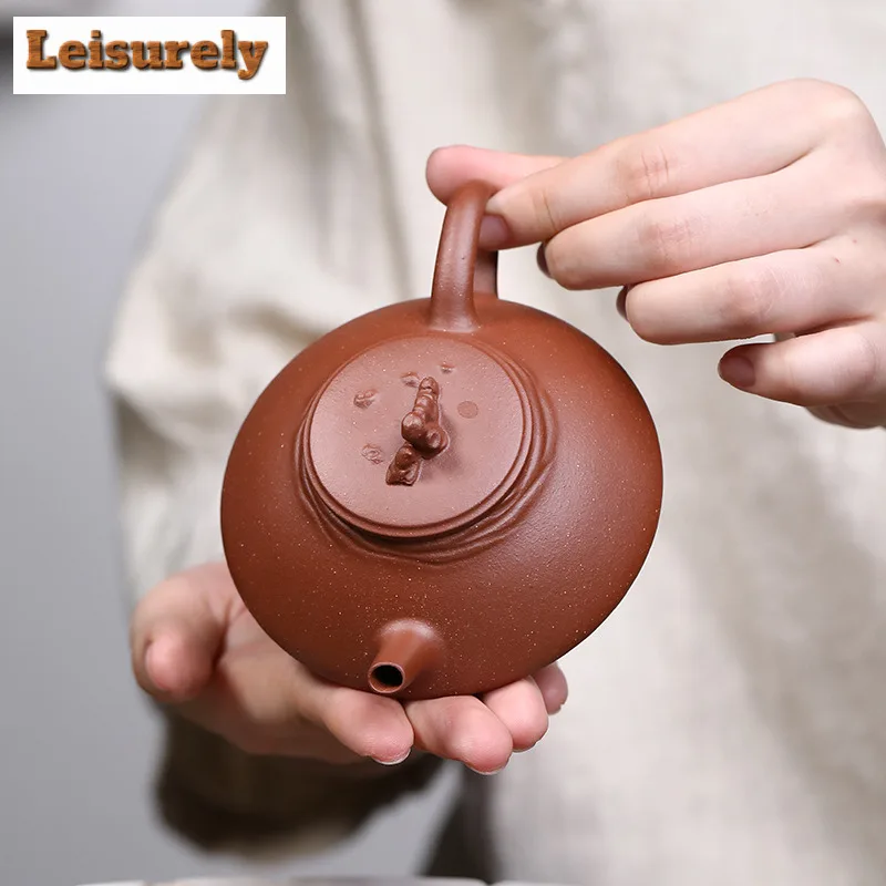 80ml Classic Yixing Purple Clay Teapots Handmade Cloud Scoop Pot Raw Ore Downhill Mud Kettle Chinese Zisha Tea Set Ornaments Cha