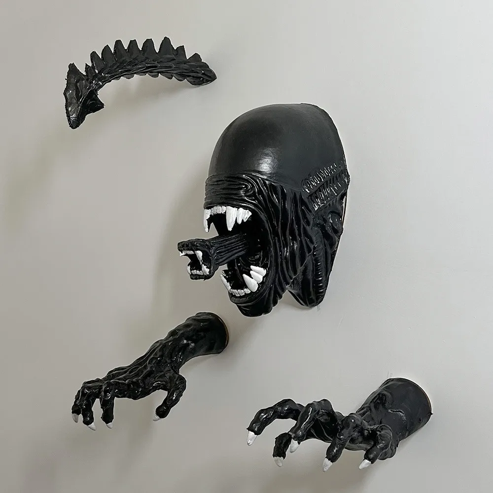 HOT Xenomorph Head Wall Art - 4Pcs/set Giant Alien Xenomoprh - Xenomorph Mask- Facehugger Mask - Towel Rack Hooks 5