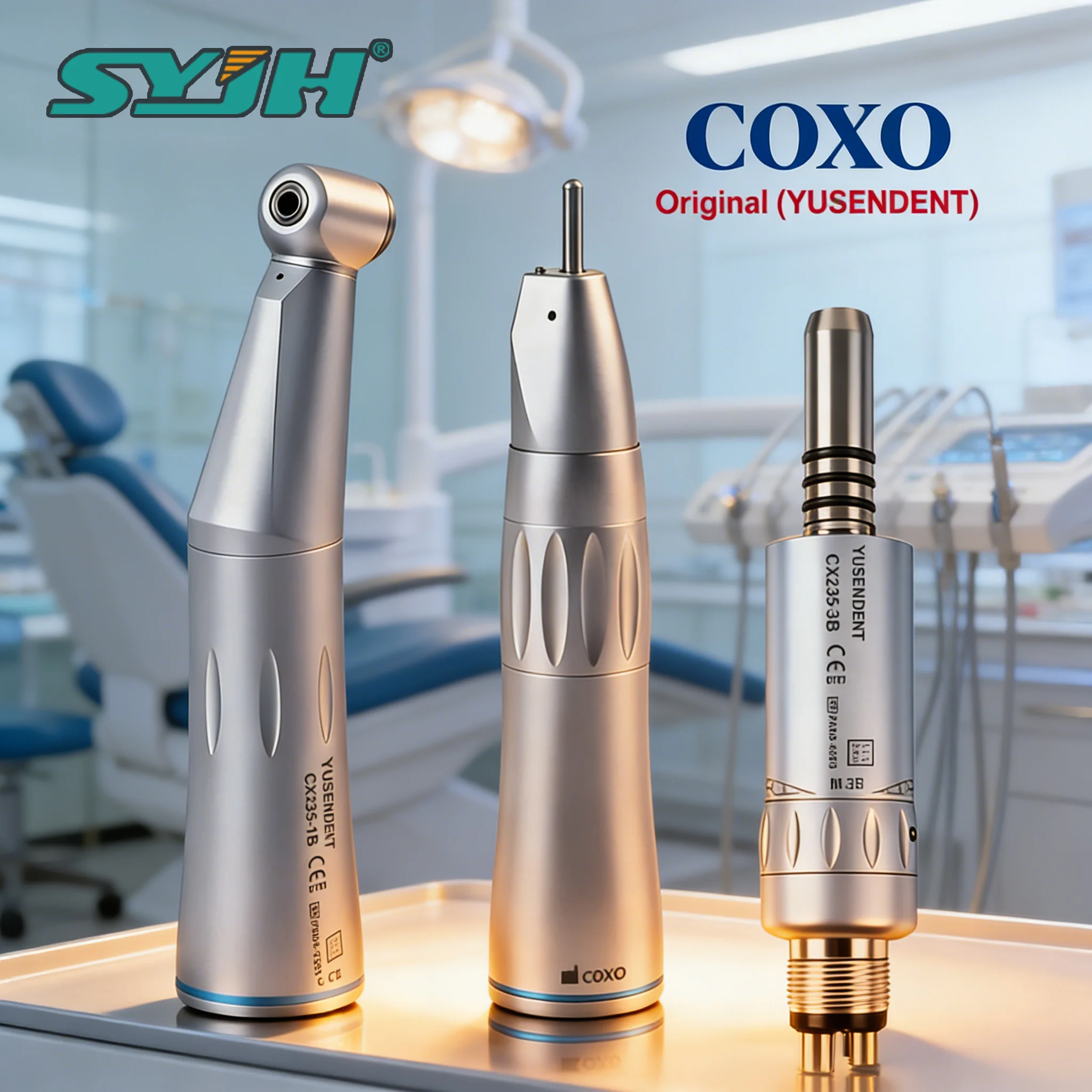 SYJH Pieza de mano dental de baja velocidad con botón pulsador, spray de agua interno, contra-ángulo y pieza de mano recta B2/M4, herramienta de odontología con turbina de aire