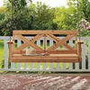 Durable Cedar Farmhouse Outdoor Porch Swing with Chain, Water Resistant, Two Person Seating, 600 Lb Weight Capacity 2