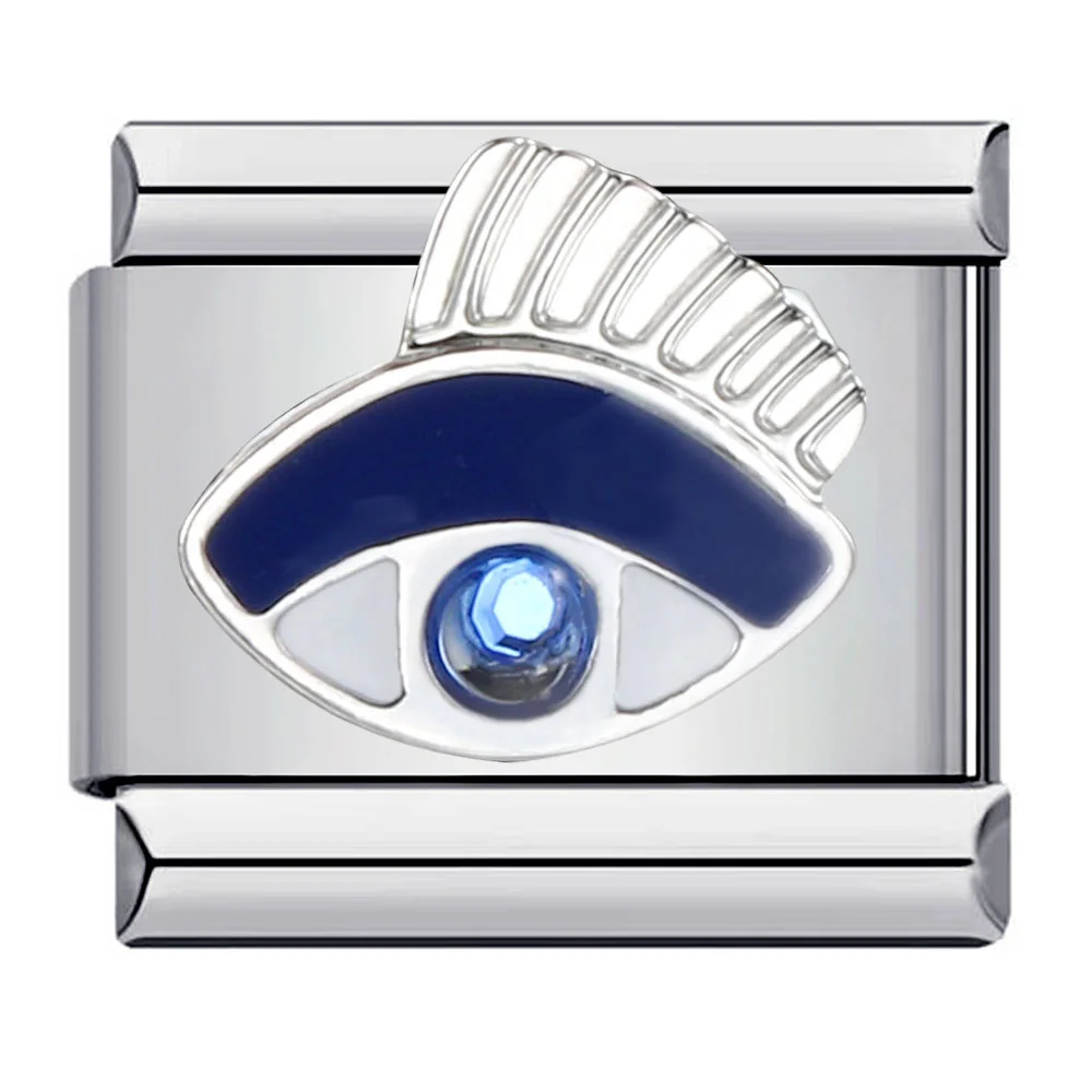 Neue Mode Auge Mond Stern Sonne Blau Charme Italienische Links Fit 9mm Armband Edelstahl Schmuck DIY Machen – Detail 2