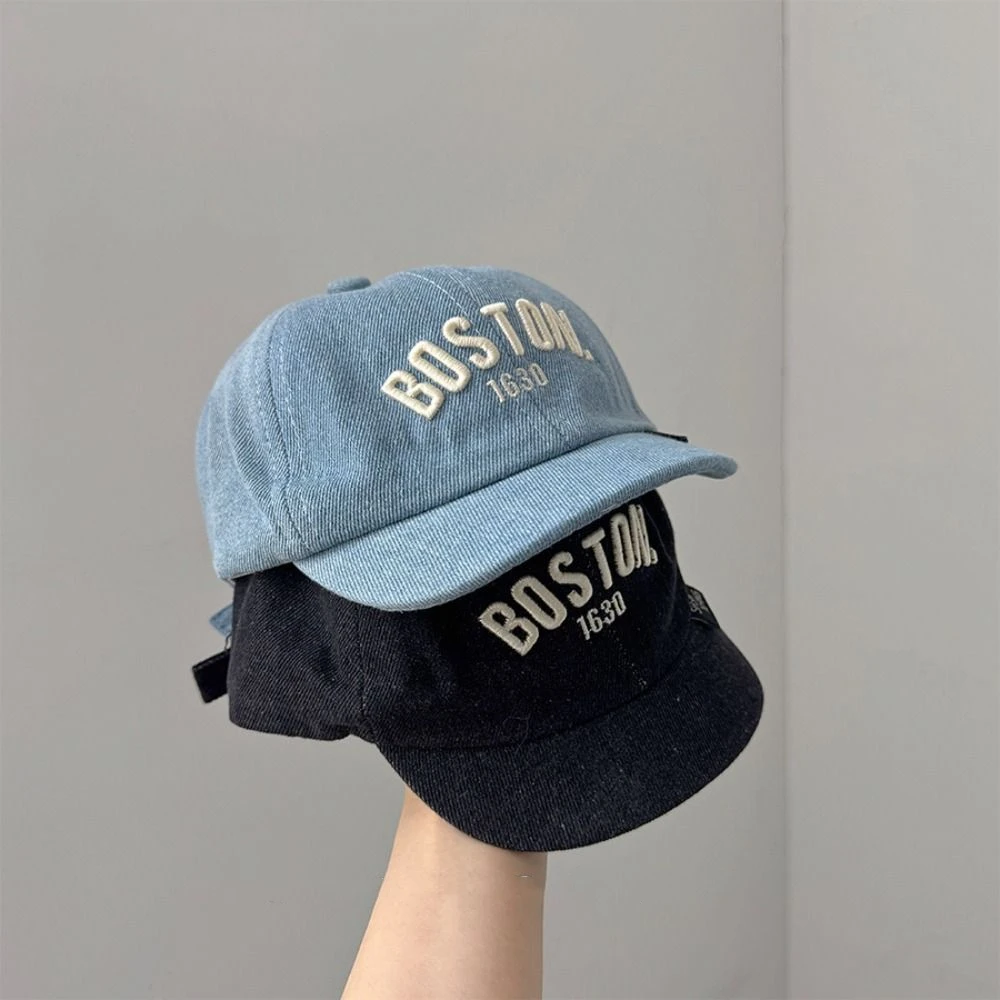 Casual Blue Denim Cap Short Brim Hip Hop Letter Baseball Cap 1-3Y Dome Baby Visor Hat Boys Girls