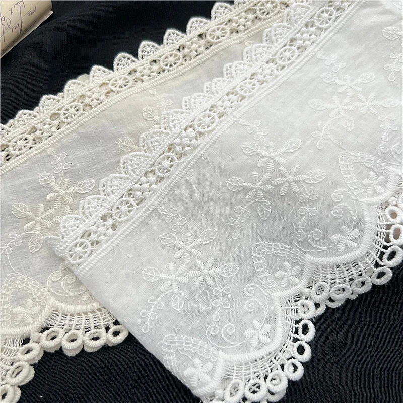 5Yard/Lot DoubleSided Cotton Embroidery Flower Lace Trim 12CM Wide DIY