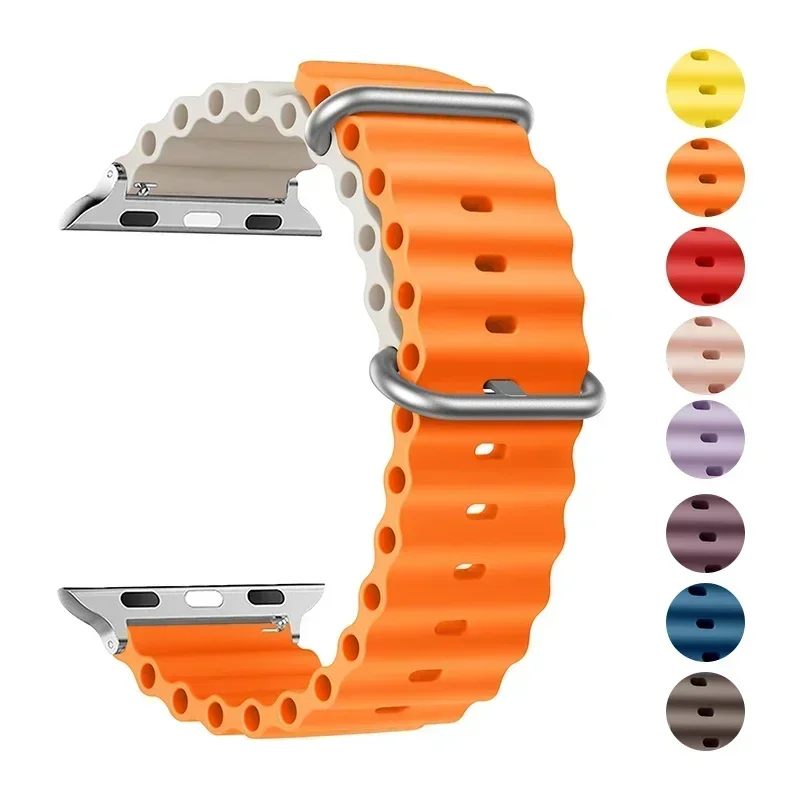 Watch Strap for Apple Watch Ultra iWatch series 9 8 7 se 49mm 44mm 45mm 41mm 40mm 38mm 44 45 mm 1:1 Original Ocean belt