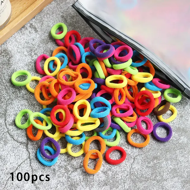 100pcs Baby Girl Small Hair Bands Kid Children Headbands Colorful Elastic Hair Tie Nylon Scrunchie Hair Rope Hair Accessories