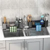 Multi-Functional Storage Rack with Automatic Drain for Kitchen Sink Countertop Organization 2