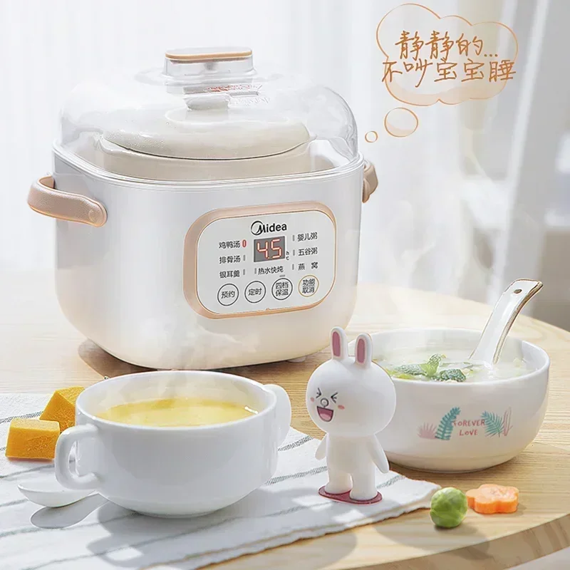 Midea 0.8L Ceramic Electric Slow Stewer Household Multi Baby Food Porridge Dessert Cooker Stewing Cooking Pot Electric Soup 220v 5