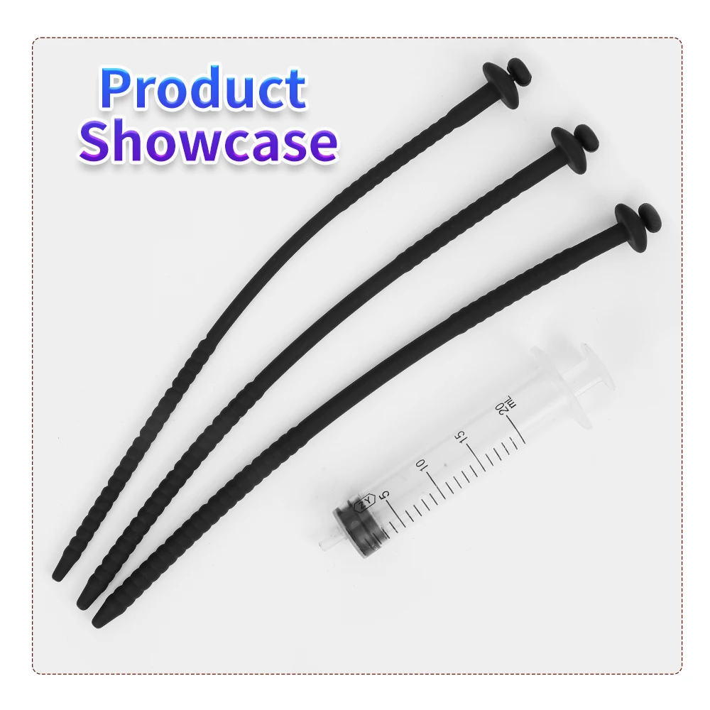 Penis Plug Ejaculation Delay Urethral Tube with Syringe Urethral Plug with Weep Hole Stimulate Prostate Masturbation Male SexToy