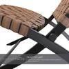 3 Piece Leather Texture Wicker Patio Chairs, Foldable Balcony Furniture Set with Outdoor Lounge Seating and Side Tab 6