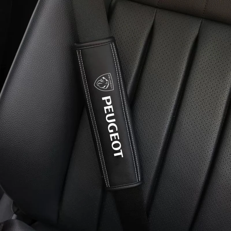 Car Seat Belt Leather Safety Belt Shoulder Covers for Peugeot 407 508 2008 5008 307 308 3008 206 207 2Pcs