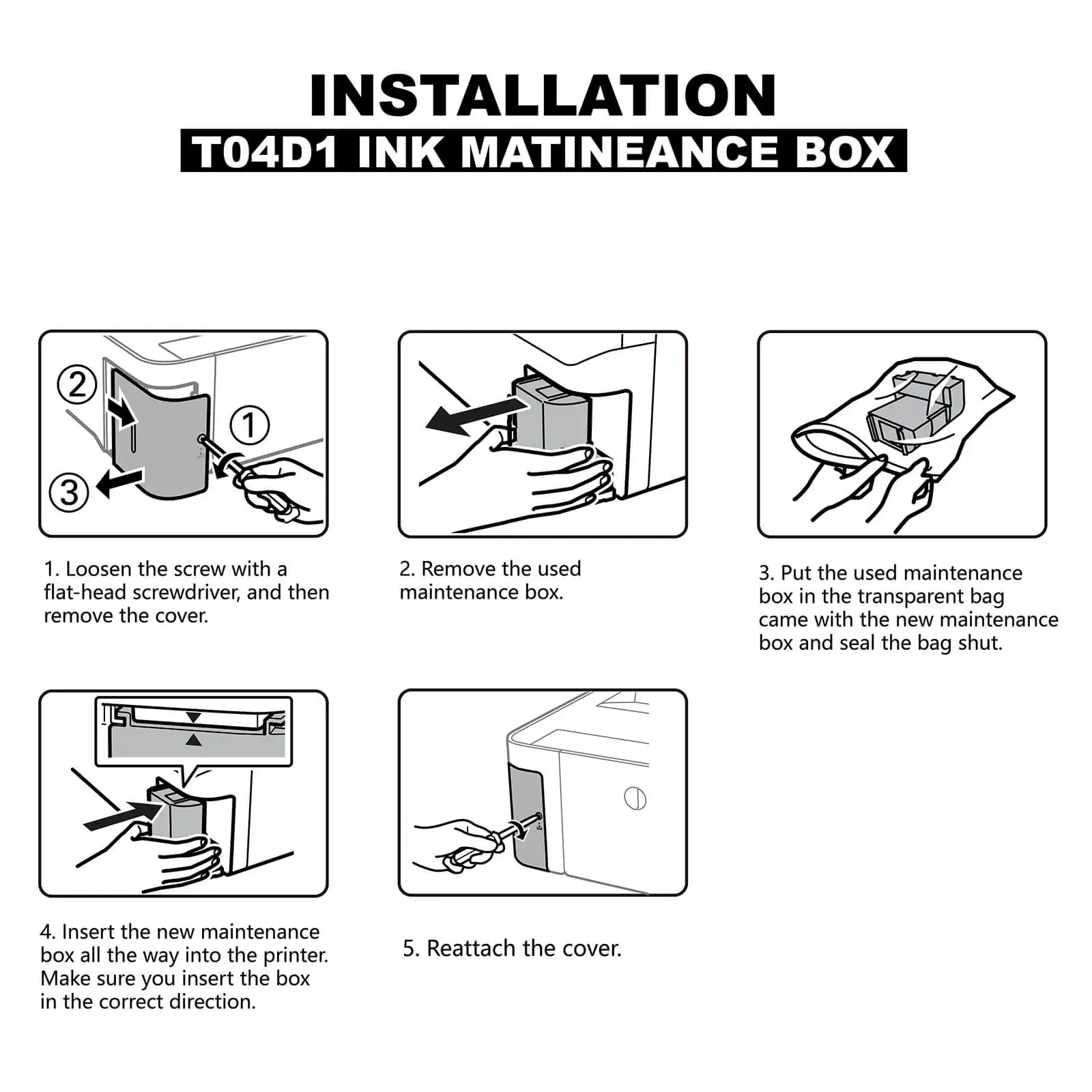 T04D1 T04D100 Ink Maintenance Box For ET-15000 ET-3750 ET-3760 WF-2860 ET-4760 ET-3850 ET-4850 XP-5100 ET-3710 ET-5150 ET-3830 waste ink box