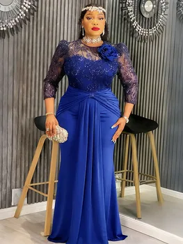 Sequins Long Sleeve Chiffon Dresses Elegant Women Party Prom Birthday Evening Maxi Robes African Dashiki Clothing Turkey Kaftans 1