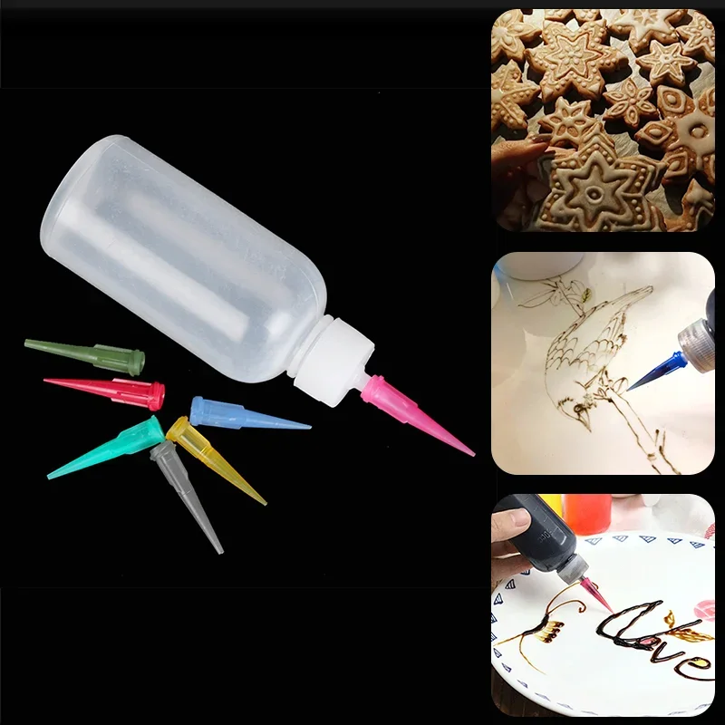 Set Mini Bottiglie In Plastica Con 7 Ugelli – Per Decorazioni, Salse, Glasse E Condimenti – Adatto A Ketchup E Pittura – 10 Cm