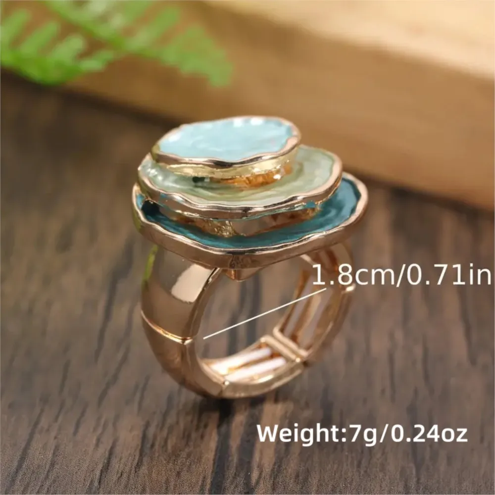 Vintage Bohemian Three-Layer Circular Elastic Ring for Women Cute and Elegant Rings Hoilday Party Gift for Ladyies Jewelry