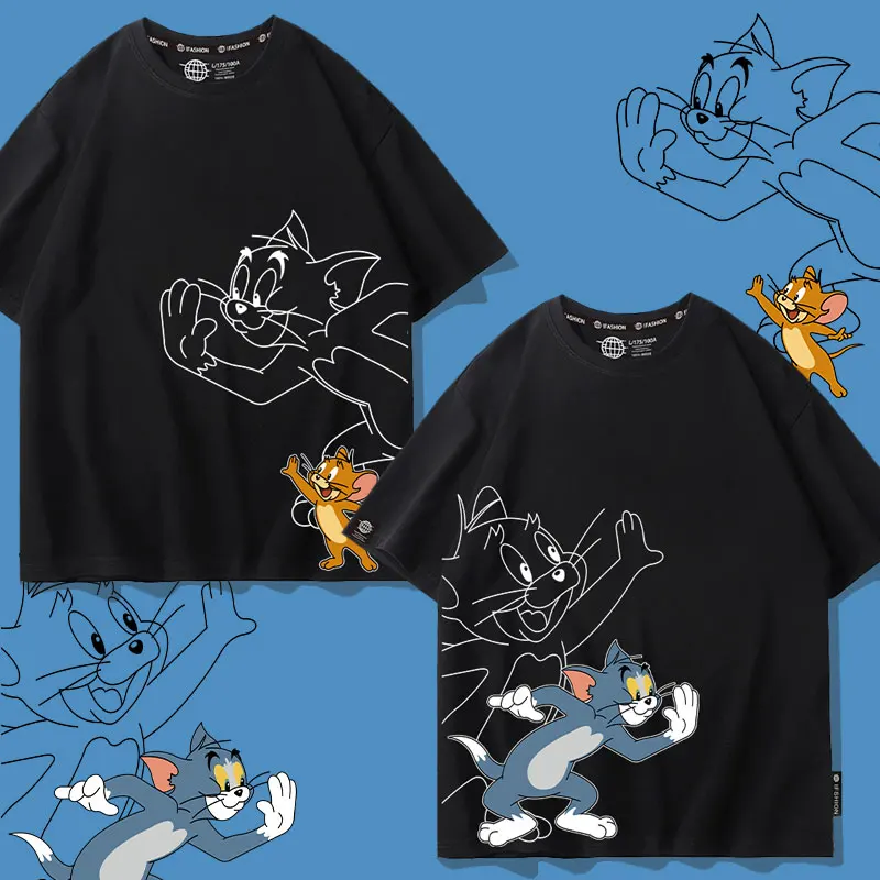 

Cat and Mouse T-shirt female summer couple anime short sleeve Tom and Jerry half sleeve cotton clothing trend