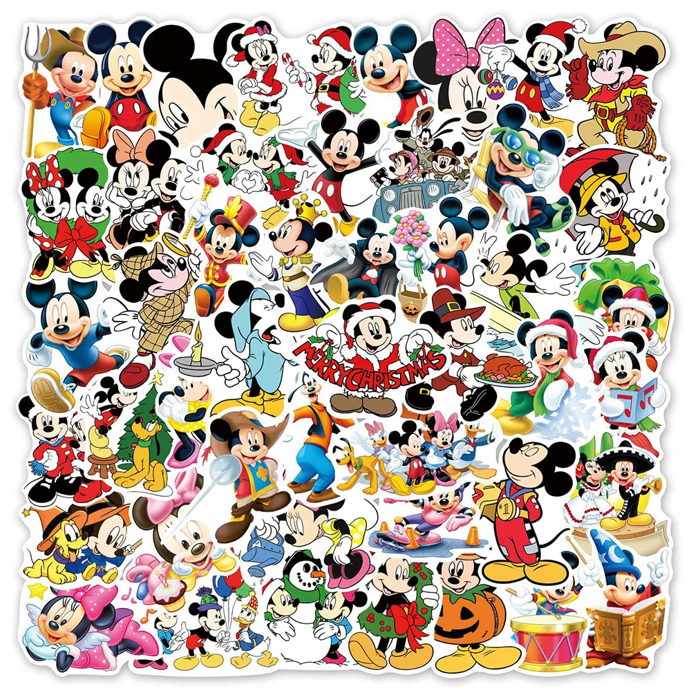 

10/30/50pcs Disney Kawaii Mickey Mouse Stickers DIY Laptop Notebook Skateboard Waterproof Graffiti Cartoon Kids Sticker Toy Gift