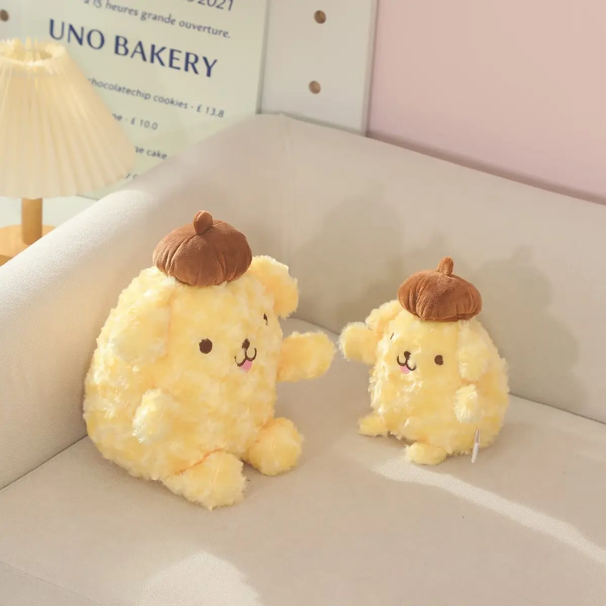 Sanrio Pom Purin Stuffed Plush Toys Dolls Soft Cushion Pillow Cartoon Kawaii Pom Purin Plush Doll Toys Room Decoration Kids Gift