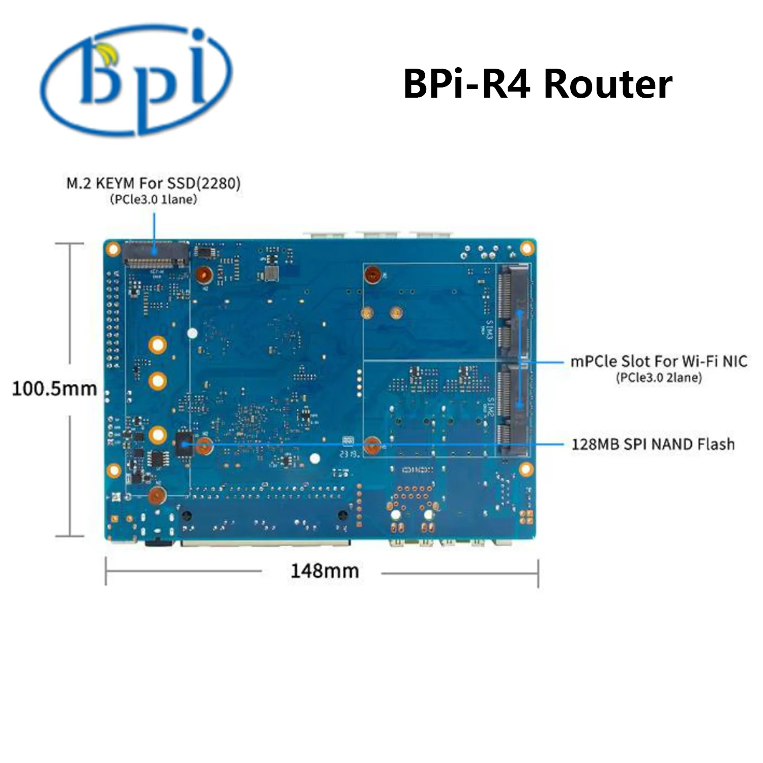 ٳ  BPI-R4 WIFI7  8GB/4GB RAM DDR4 8GB eMMC  MediaTek MT7988A(Filogic 880)  ھ 