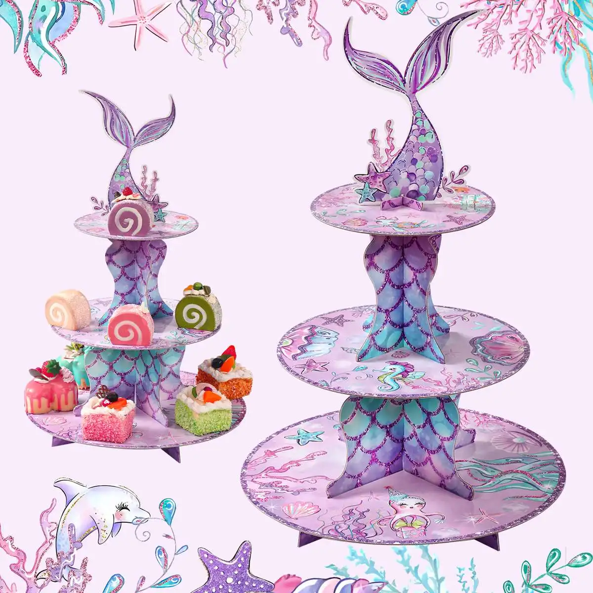 Party Supplies Little Mermaid Party Decoration Mermaid Disposable Tableware Happy 1st Birthday Party Decorations Kids Baby Shower Girl Supplies