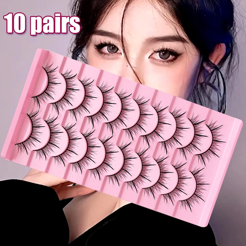 Newest10PairsNaturalFakeEyelashesRussianFalseEyelashesFluffy