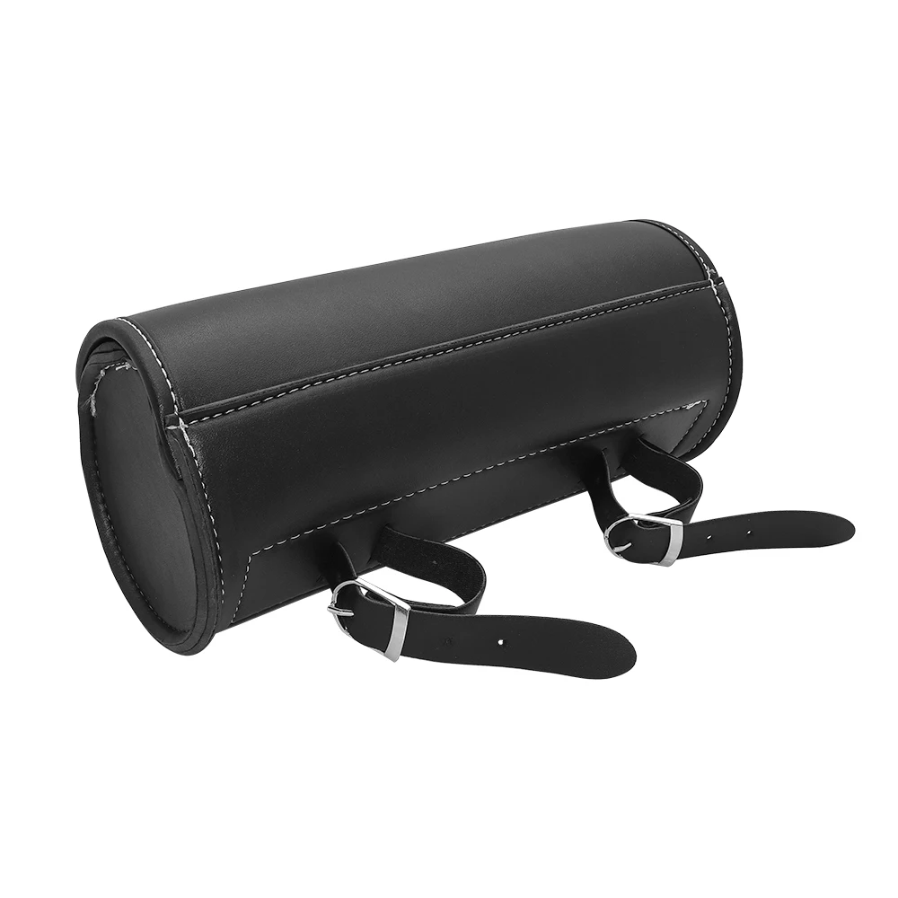 Universal Motorcycle Handlebar Tool Bag Cycling Storage Bag Waterproof PU Leather Black