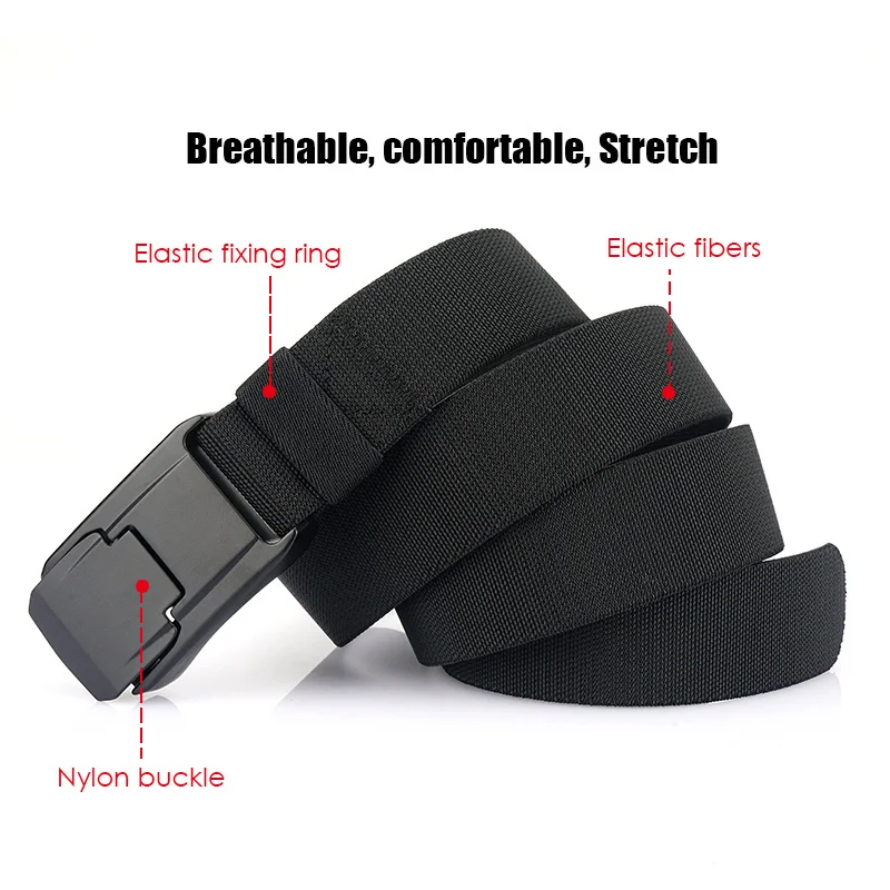 Nylon Belt Stretch Belt For Men and Women Hard Alloy Quick Release Buckle Strong Unisex Elastic Overalls Work