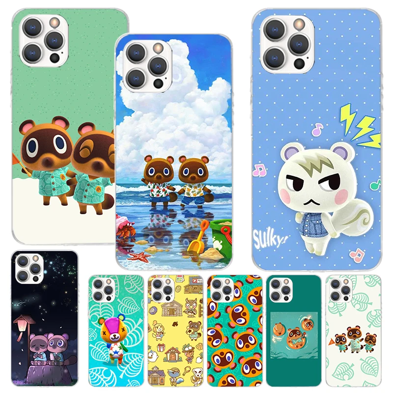Animal C-Crossing New Horizons Print Custodia Morbida Per Iphone 11 13 14 Pro Max 15 Art 12 Mini Phone Shell Xs Xr X Se 7 Plus 8 Patt