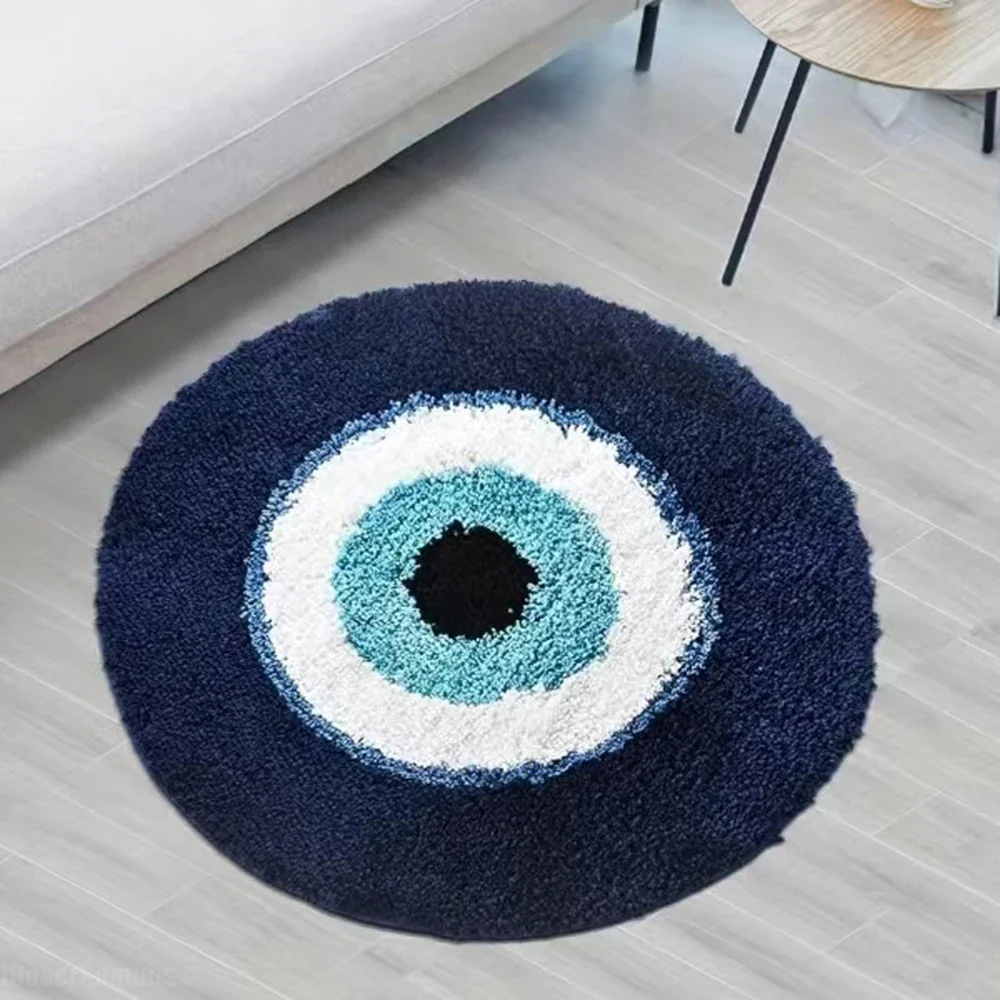 

Fluffy Evil Eye Circle Rug Carpet Plush Comfortable Handmade Bedroom Ultra Soft High Quality Absorb Water Coffee Table Blanket