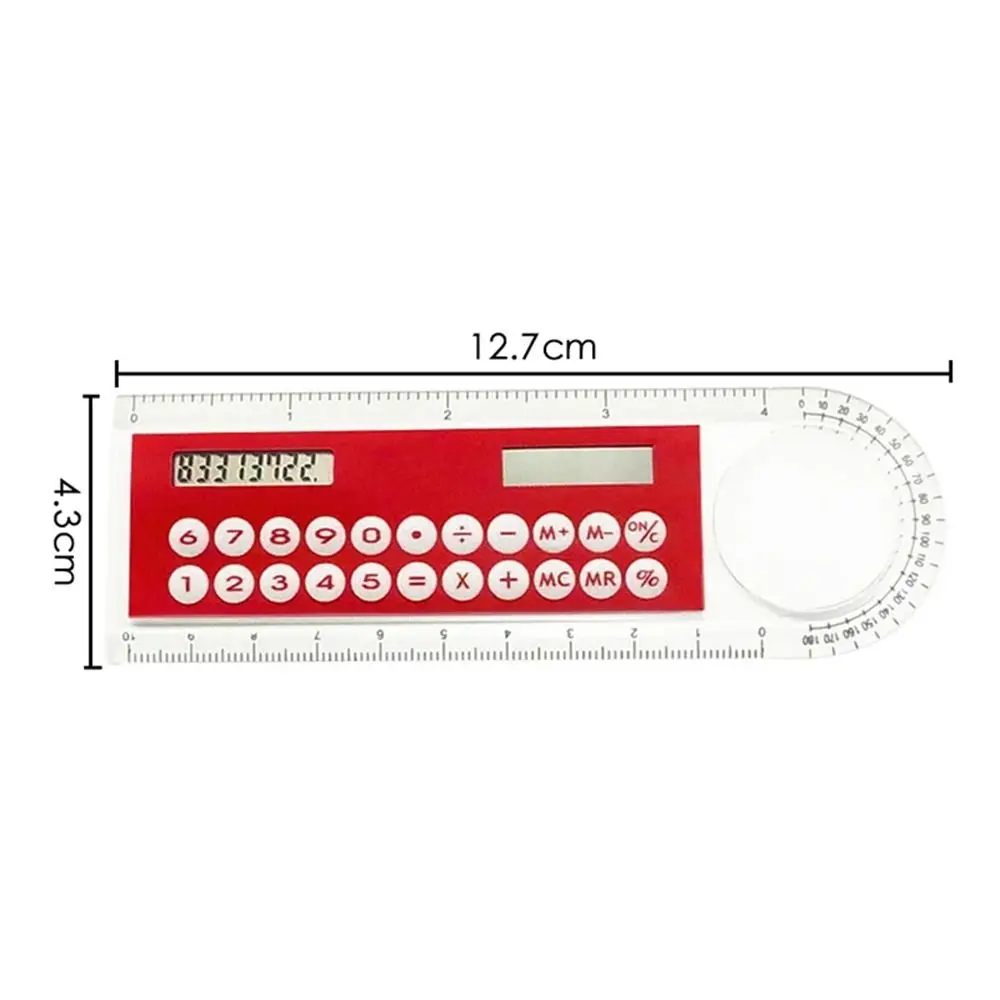 10cm Ruler Calculator Solar Power Card Mini Calculation Student Arithmetic Multifunctional Calculator Computer Digital Caliper