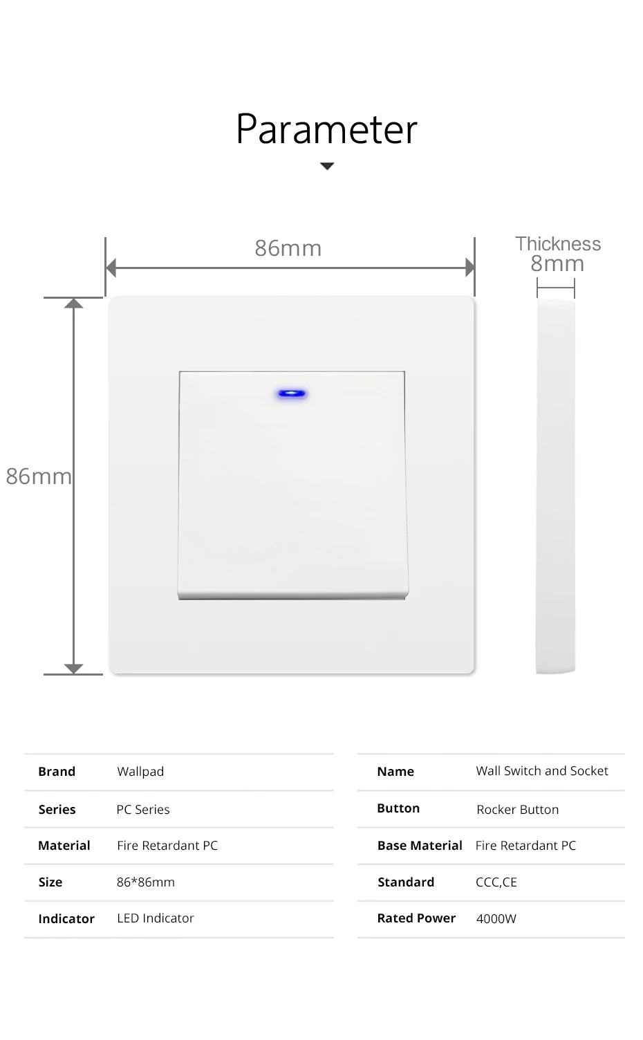 gang 2 way com led interruptor de