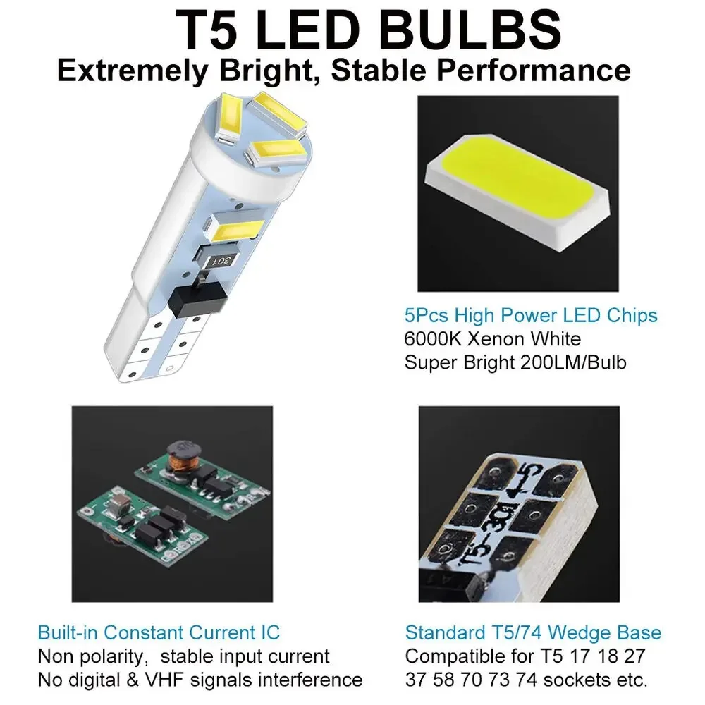 10�� LED ���� T5 W3W W1.2W PC74 PC37 PC118 �ʰ��ֵ� �ڵ��� ��ú��� ����� ���� ����Ʈ �ڵ��� ����� ���� DC12V