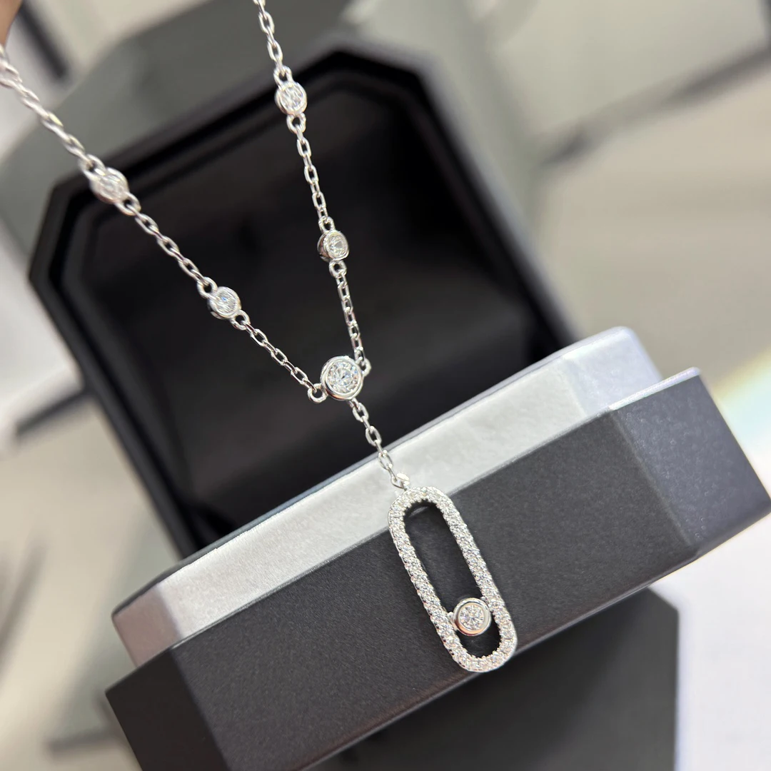New 925 sterling silver zircon single diamond sliding foot chain, low-key classic, non fading with fine glitter