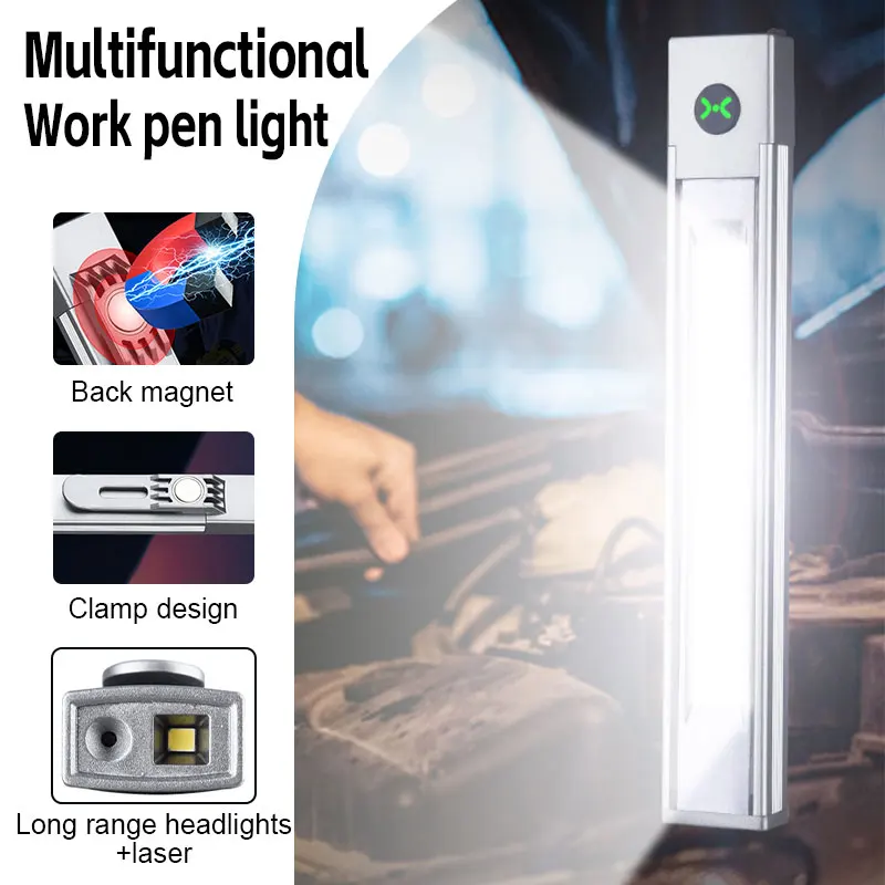 Powerful LED Work Light Car Multifunction Lamp Magnetic Mini USB Rechargeable Pen Clip Torch Flashlight Work Lnspection Light
