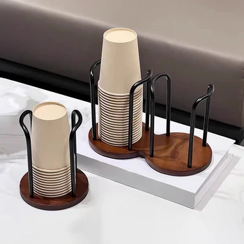 Portabicchieri usa e getta Scaffale per scaffali Dispenser in legno per tazze da tè d'acqua con forniture per organizer per espositori per tazze con bastoncino più lungo 1