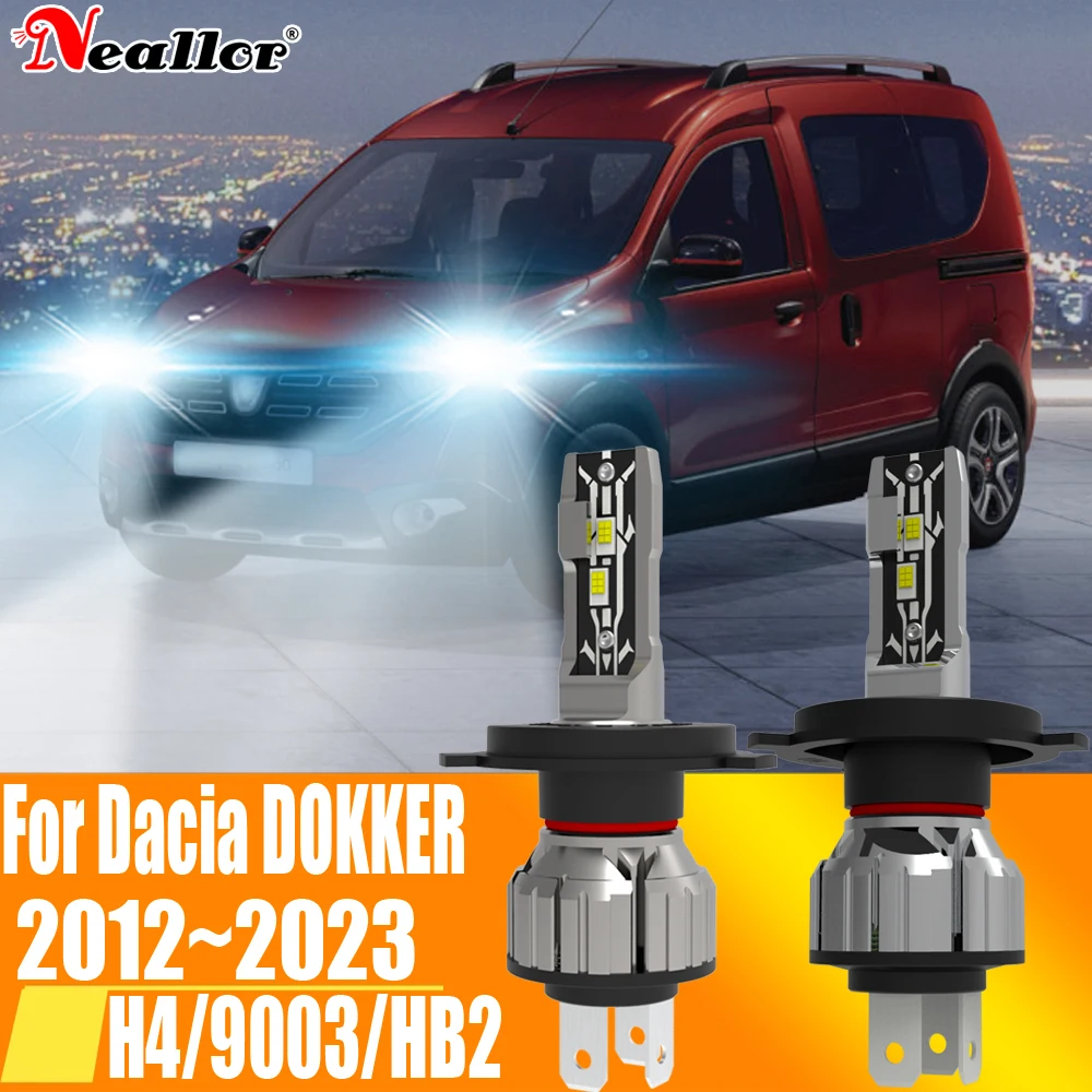 

2x H4 Led Headlight Canbus No Error HB2 9003 Car Bulb High Power 6000K White Light Diode Lamp 12v 55w For Dacia Dokker 2012~2023