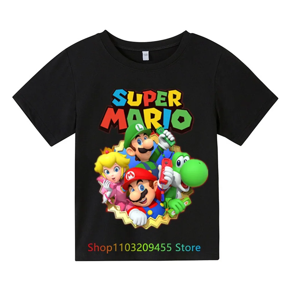 Kids Clothes Cartoon Tops Tee Super Marios-bros T-shirts For Boys Girls T Shirt Children's Clothing Tops T-shirt Boy Baby Tees 2