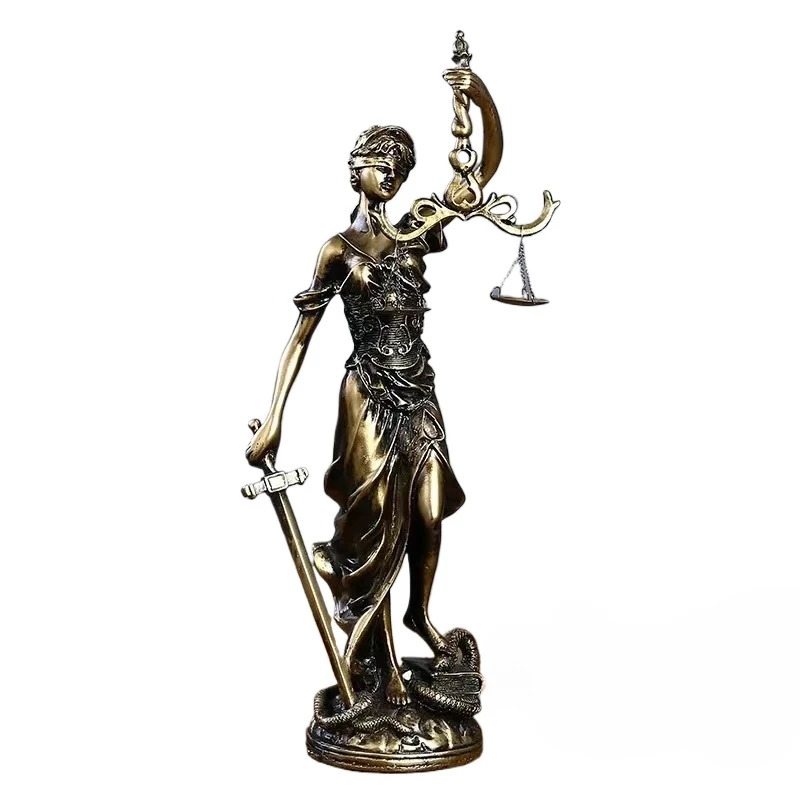 ERMAKOVA European Antique Bronze Greek Justice Goddess Statue Fair Angels Resin Sculpture Ornaments Desktop Home Decoration Gift