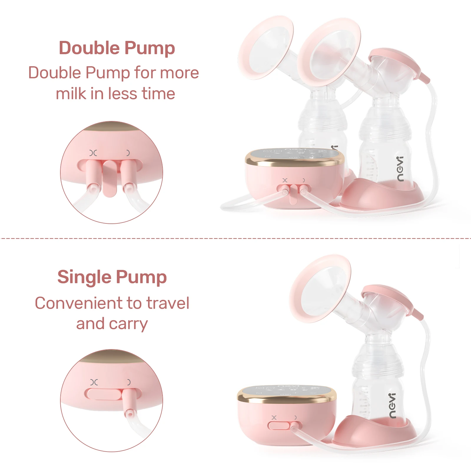 NCVI Double Electric Breast Pumps,Breast Pump Electric with 4 Modes 9 Levels,with 4 Size Flanges & 10pcs Breastmilk Storage Bags 6