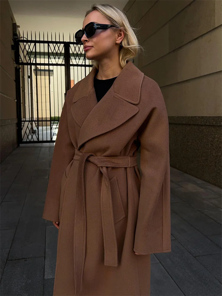 Tossy Winter Lapel Ladies Overcoat Coat Fashion Loose Elegant Pocket Patchwork Slim Long Sleeve High Street Female Outwear 2023