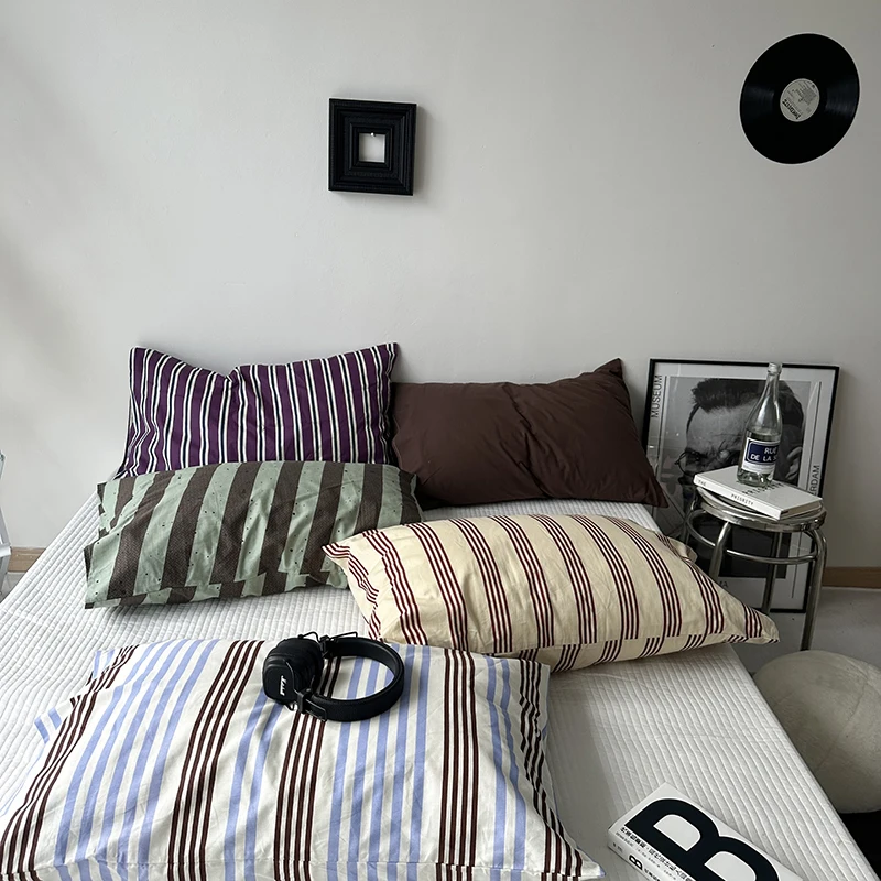 Cotton Pillowcase Colorful Stripe Pillow Case Bedding Black Pillow Cover Envelope Pillow Case Cover Nordic Sling 5