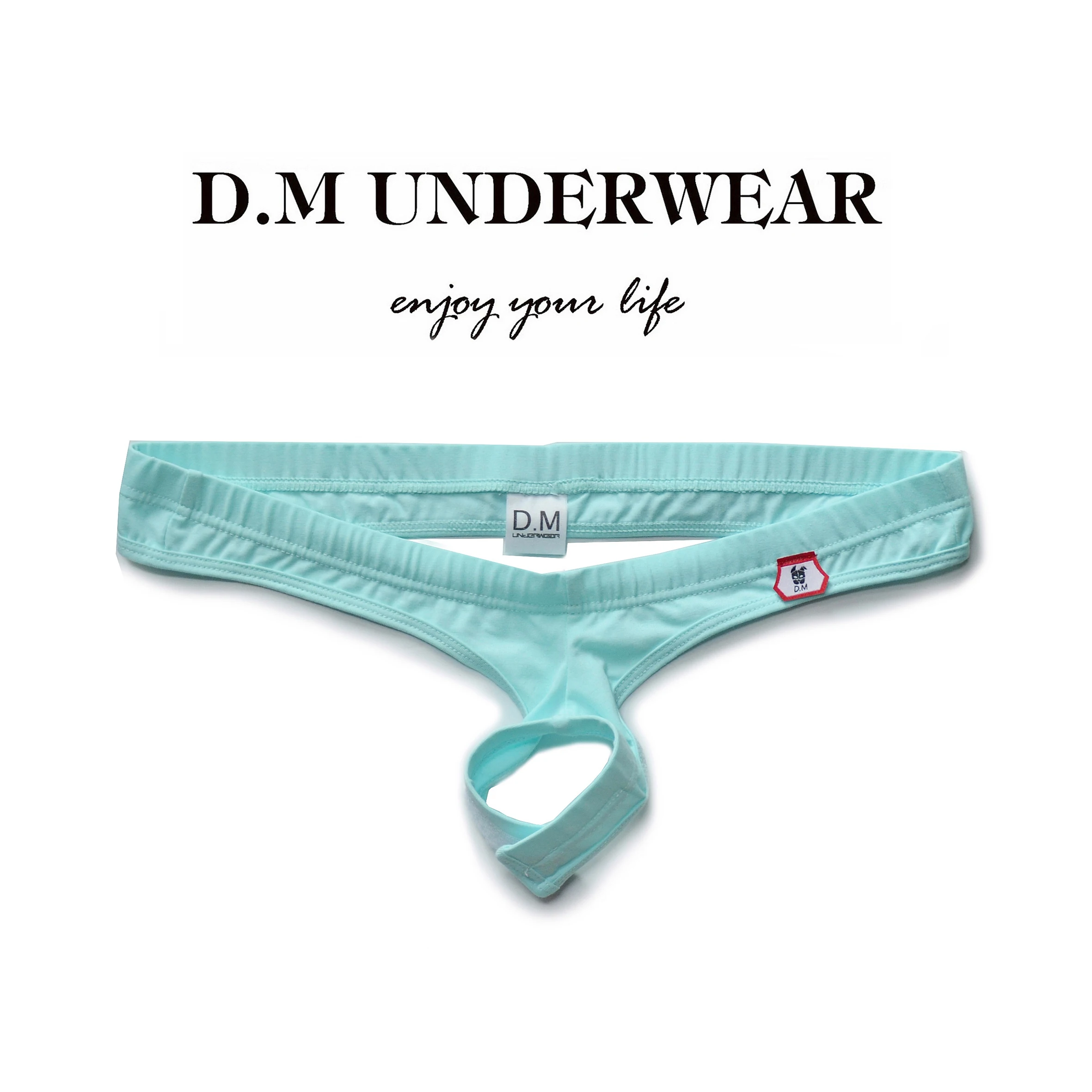 

D.M Men's Underwear Low Waist Sexy Wisp of Empty Rings T-string Shorts Stick Cotton Personality Interest G-String & Thongs